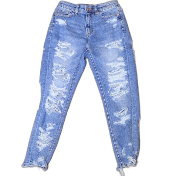 American Eagle Outfitters Denim - American Eagle High Waisted Mom Jeans Distressed Raw Hem Women's Size 00 X Short